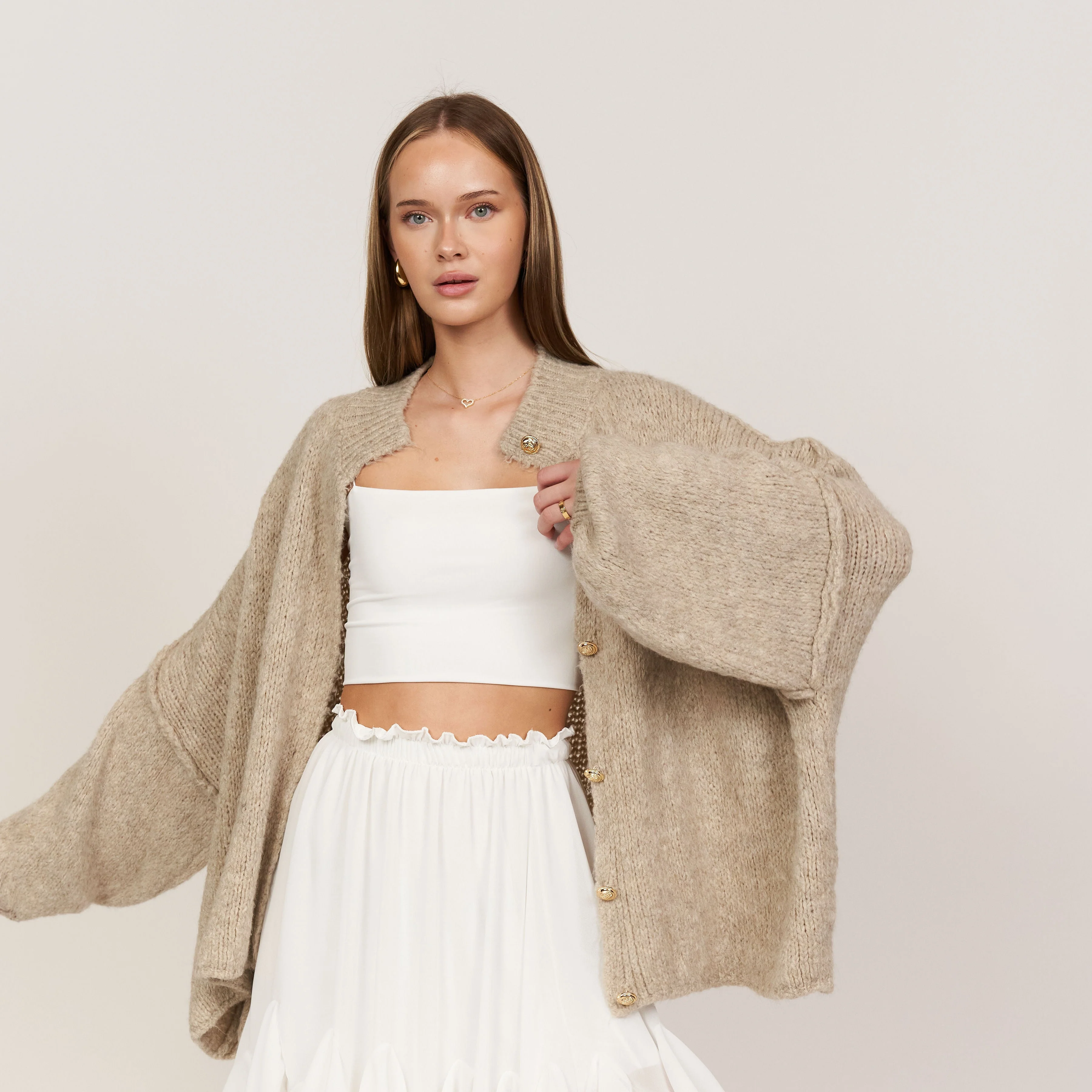 2er Pack Oversized Cardigan "CozyGlam" Black & Beige - Image 6