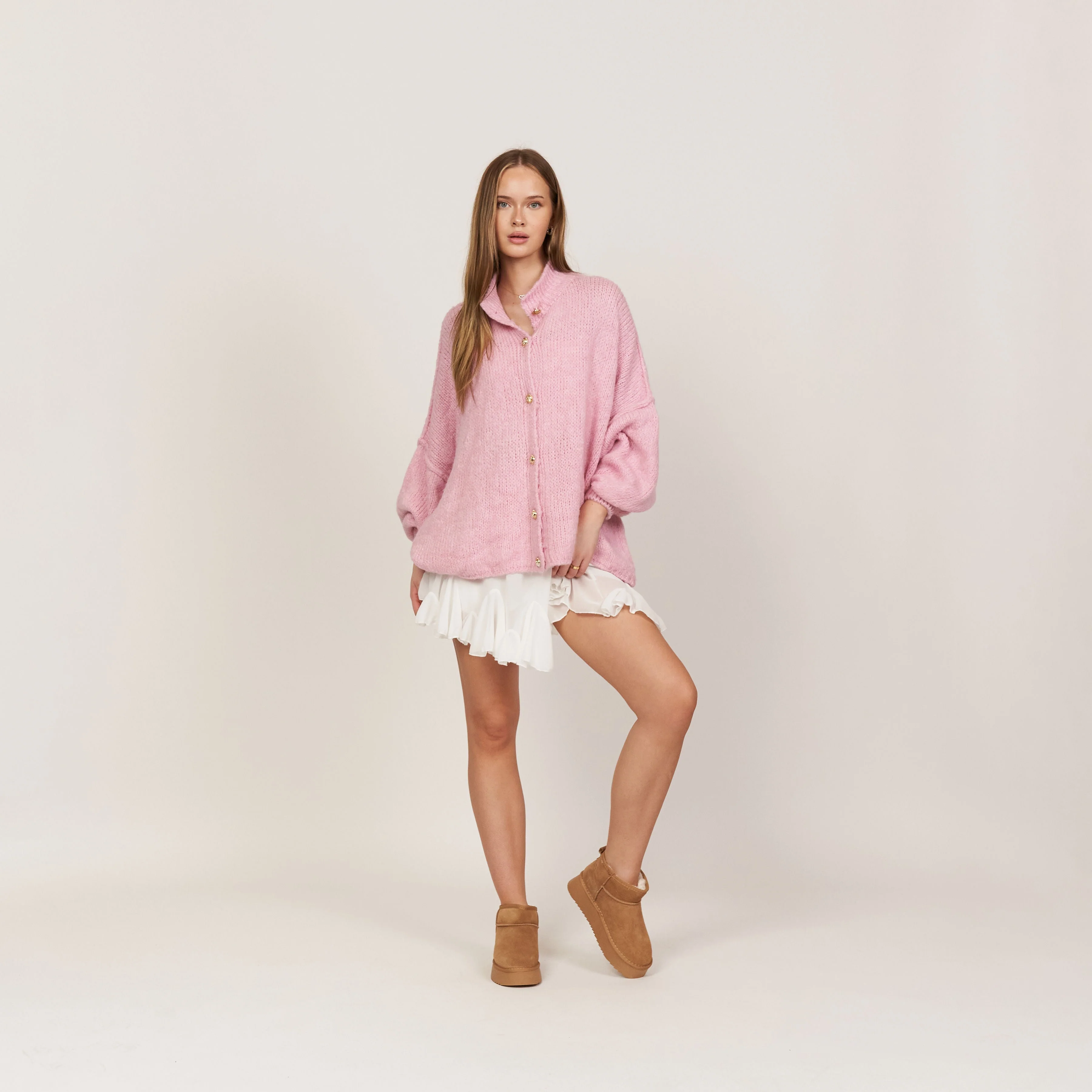 2er Pack Oversized Cardigan "CozyGlam" Black & Soft Rosa - Image 4