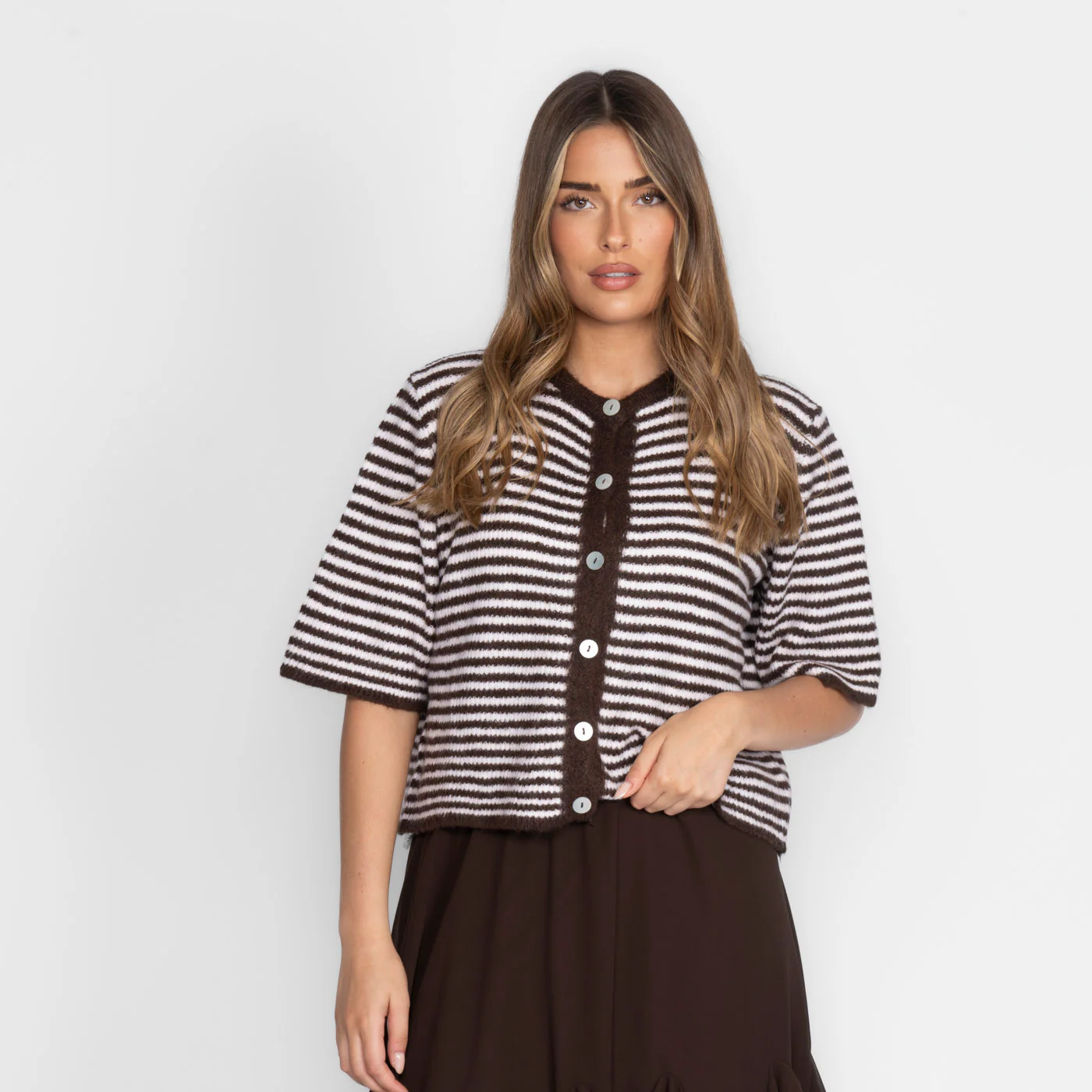 Kurzarm Stripes Strickcardigan - Image 24